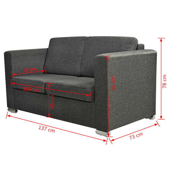 vidaXL Two-Seater Sofa Set Fabric Dark Grey