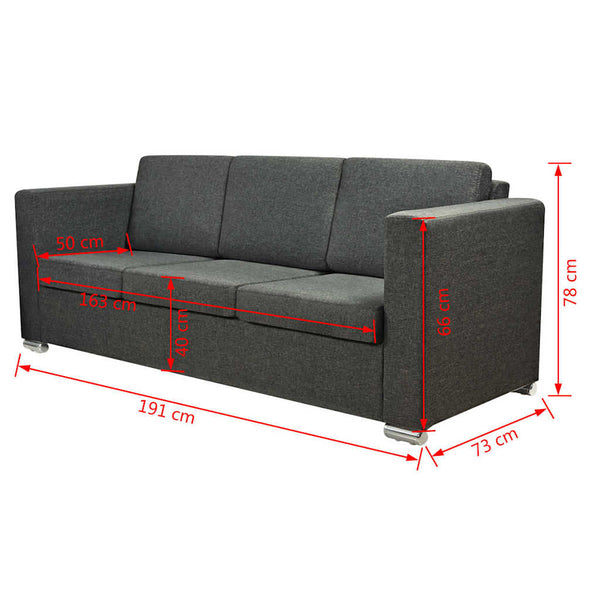 vidaXL Two-Seater Sofa Set Fabric Dark Grey