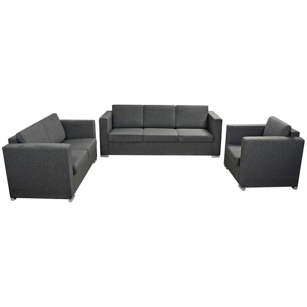 vidaXL Three-Piece Sofa Set Fabric Dark Grey