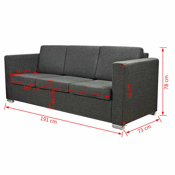 vidaXL Three-Piece Sofa Set Fabric Dark Grey
