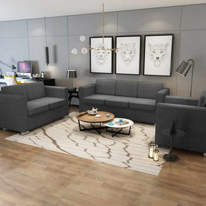 vidaXL Three-Piece Sofa Set Fabric Dark Grey