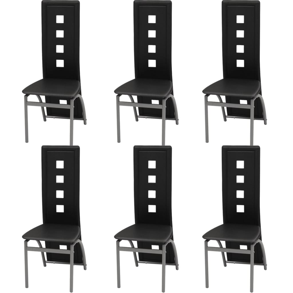 vidaXL Dining Chairs 6 pcs. Artificial Leather Black