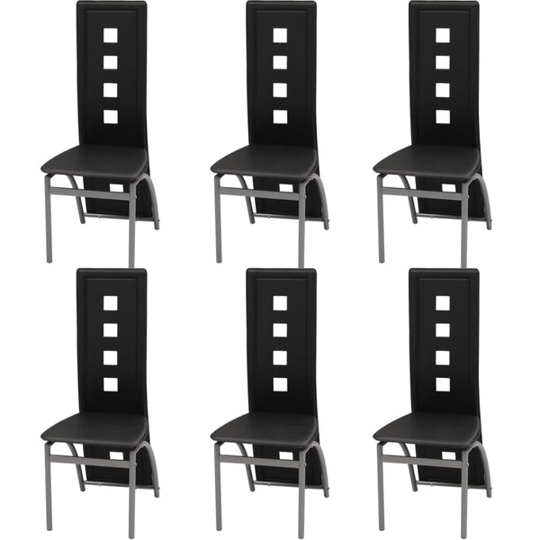 vidaXL Dining Chairs 6 pcs. Artificial Leather Black