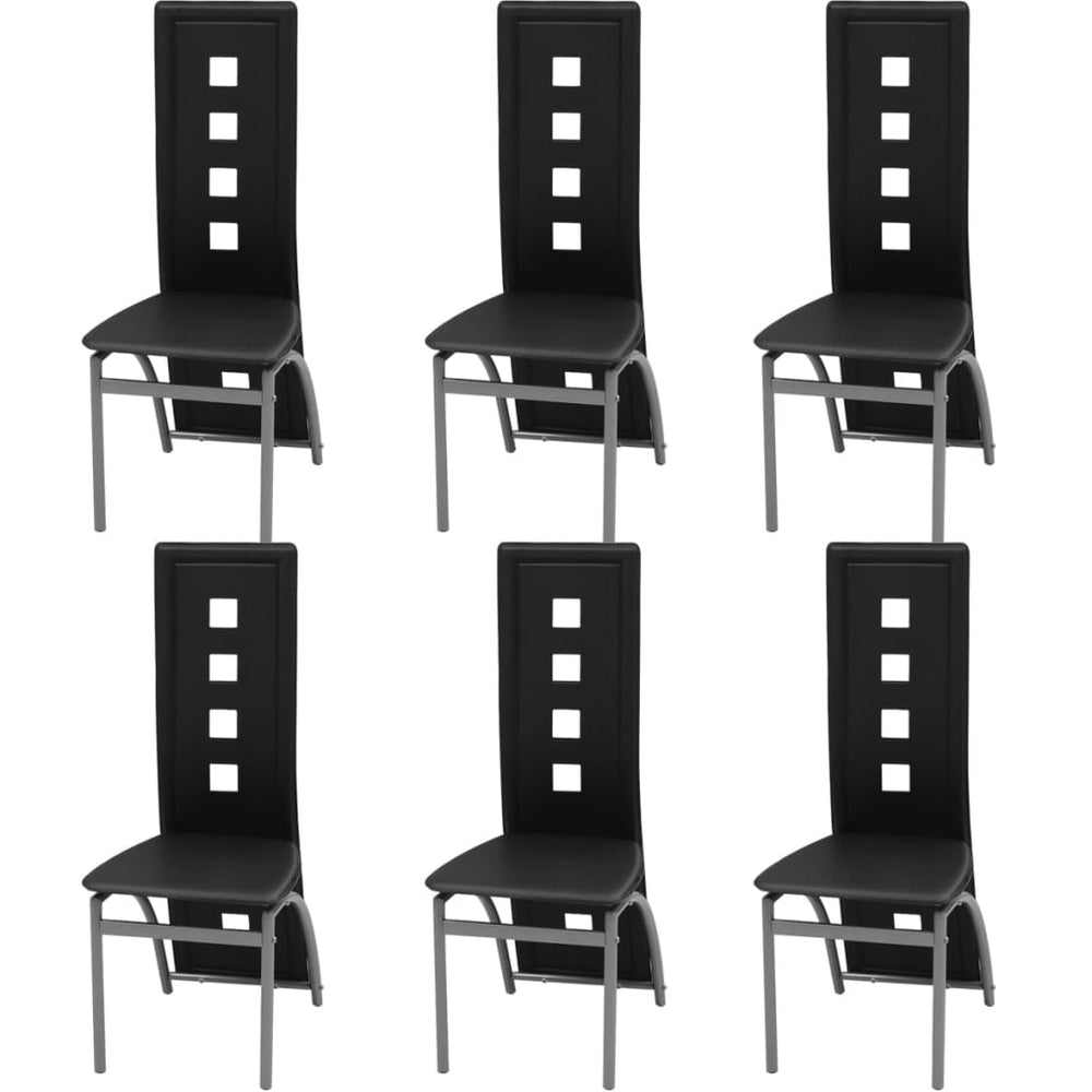 vidaXL Dining Chairs 6 pcs. Artificial Leather Black