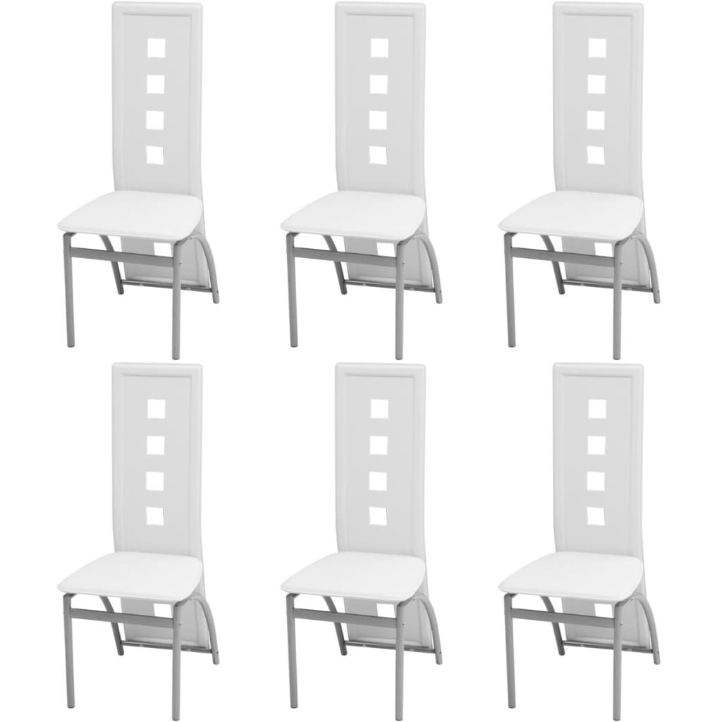 vidaXL Dining Chairs 6 pcs Faux Leather White