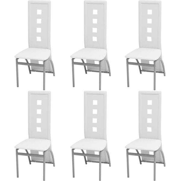vidaXL Dining Chairs 6 pcs Faux Leather White