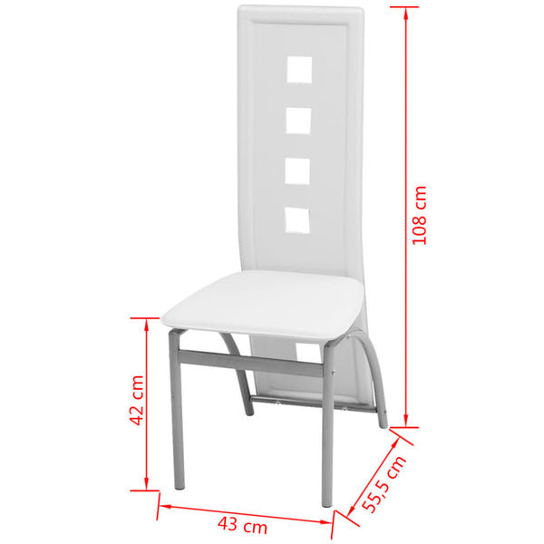 vidaXL Dining Chairs 6 pcs Faux Leather White