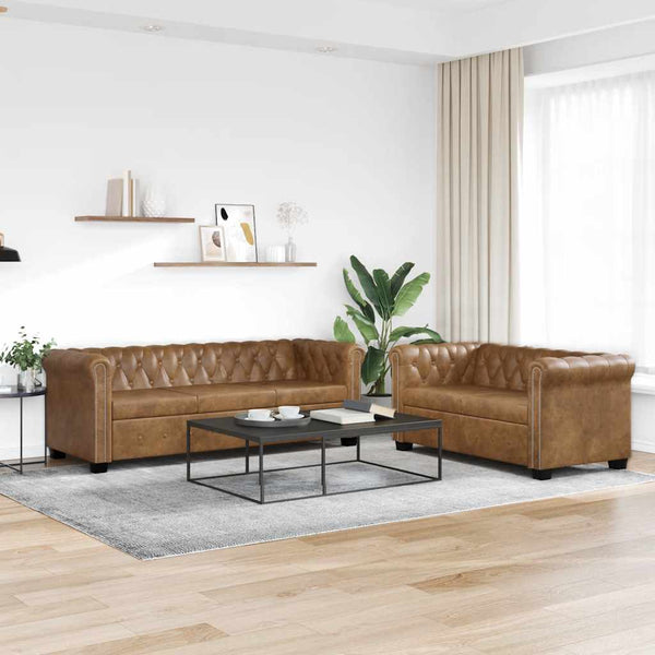 vidaXL Chesterfield Sofas 2-Seater and 3-Seater Brown