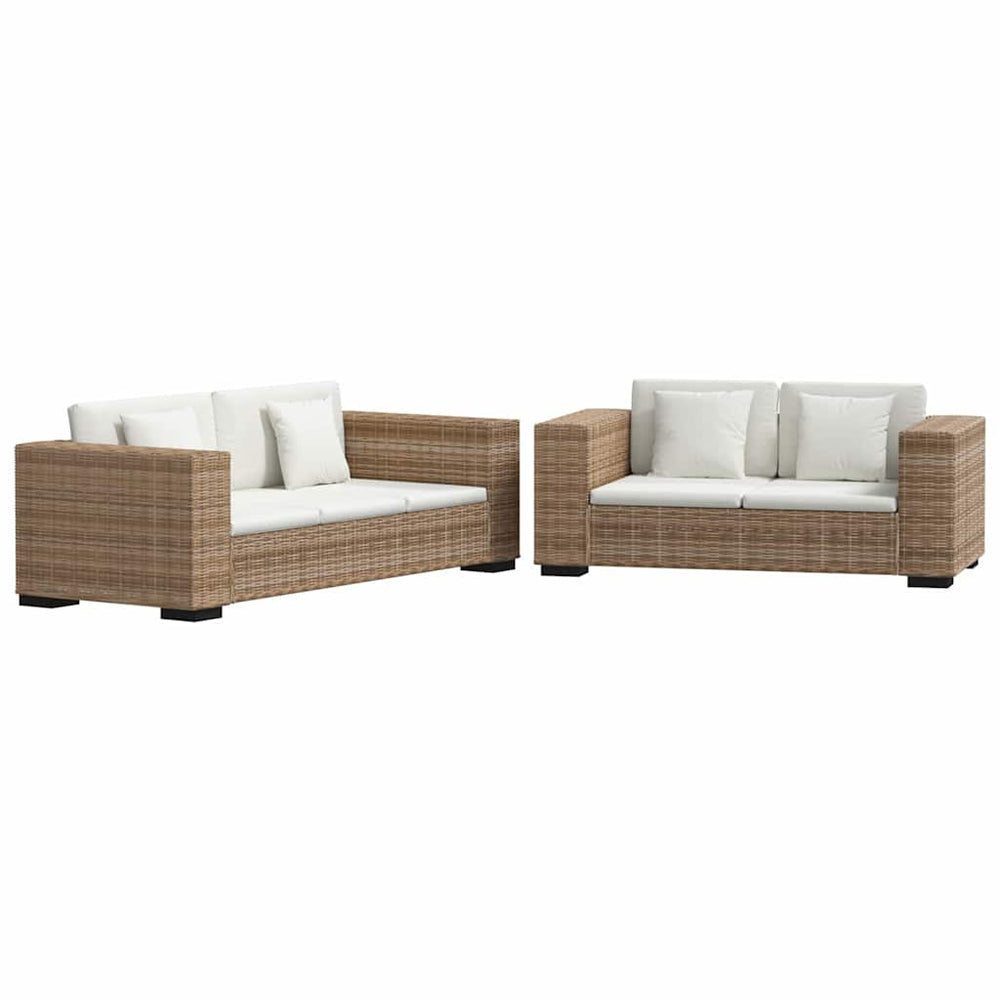 vidaXL Sofa Set 2-Seater and 3-Seater Real Rattan