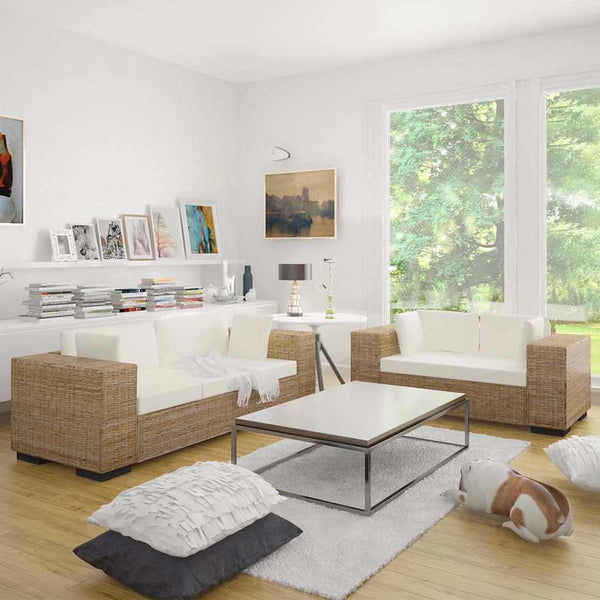 vidaXL Sofa Set 2-Seater and 3-Seater Real Rattan
