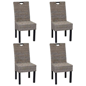 vidaXL Dining Chairs 4 pcs Kubu Rattan Mango Wood