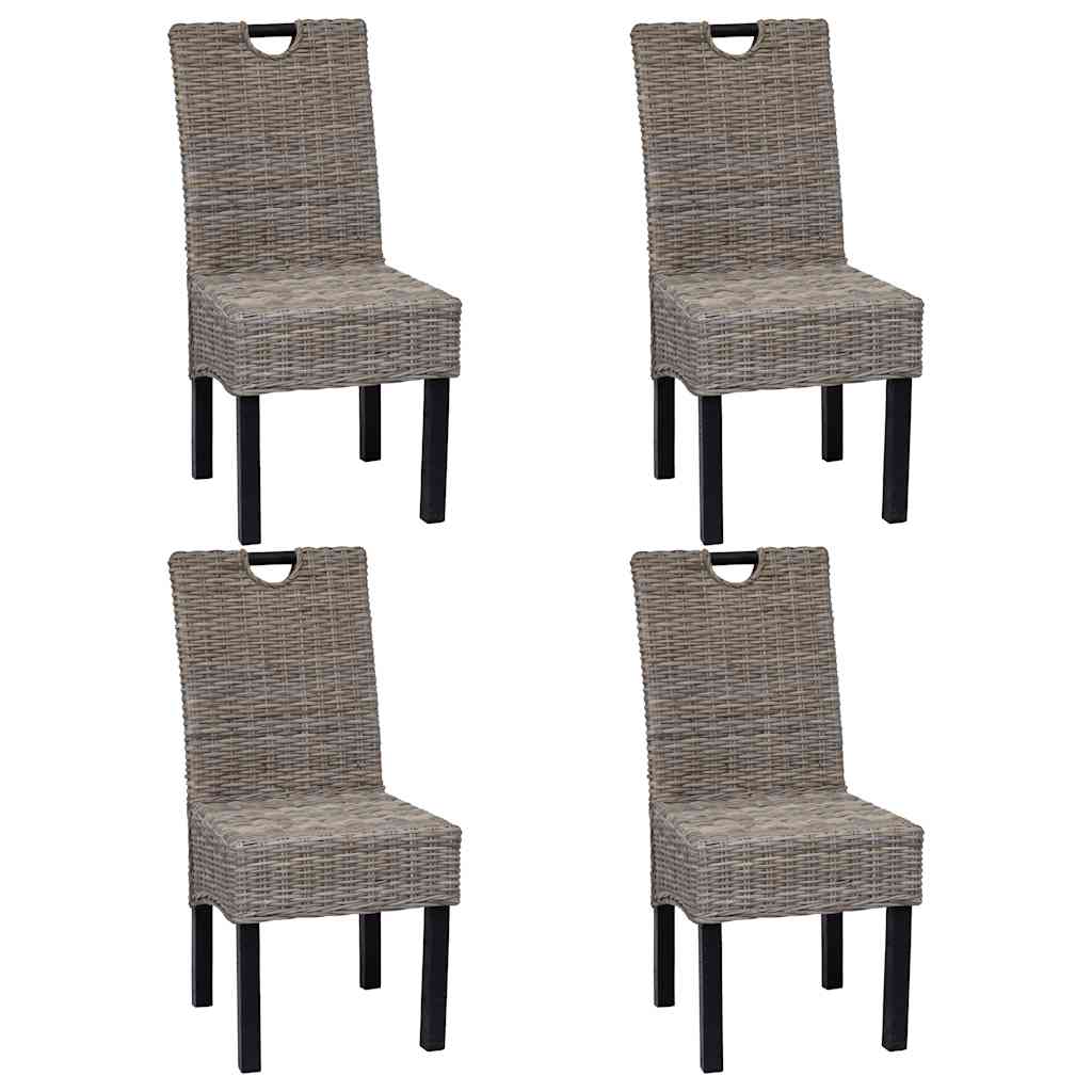 vidaXL Dining Chairs 4 pcs Kubu Rattan Mango Wood