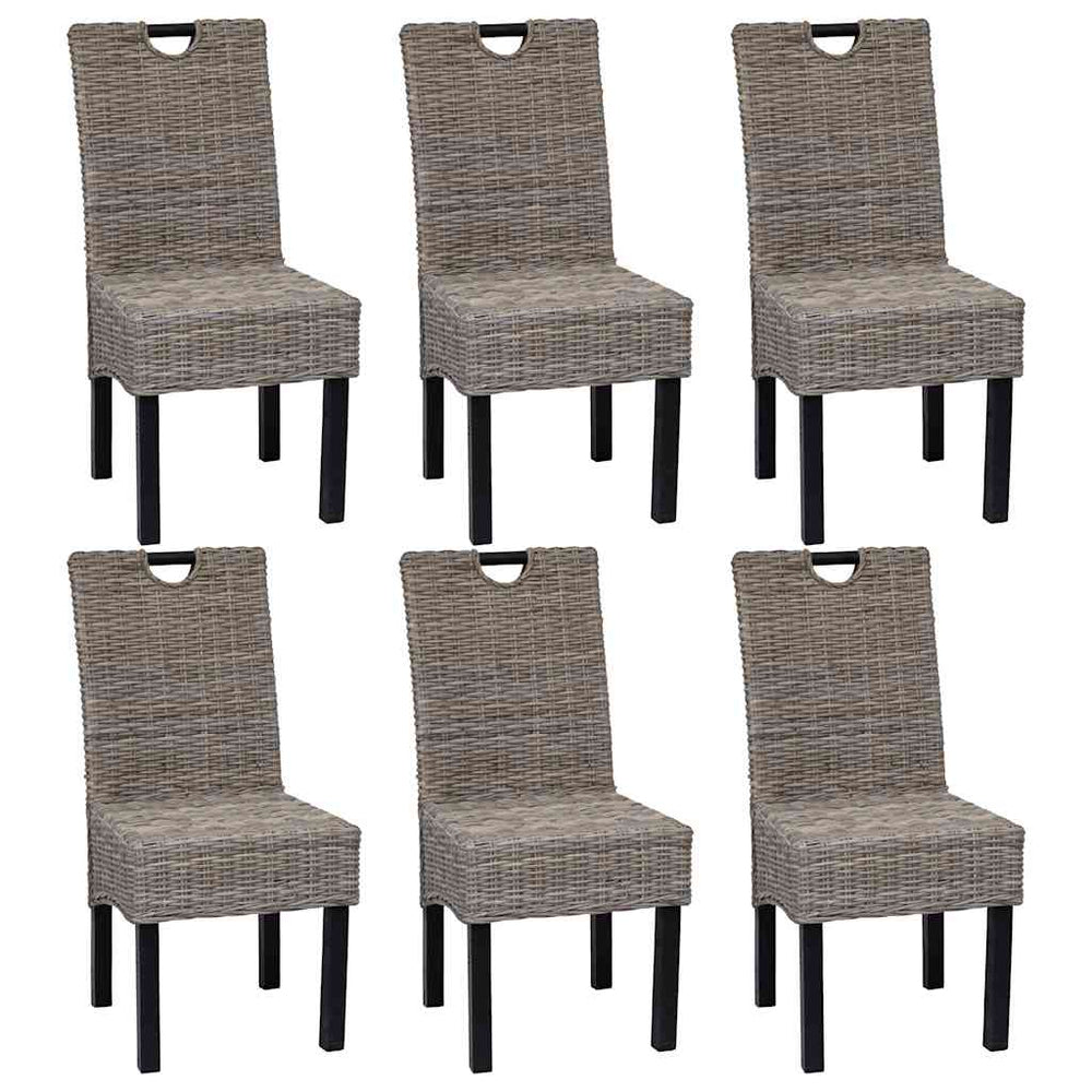 vidaXL Dining Chairs 6 pcs Kubu Rattan Mango Wood