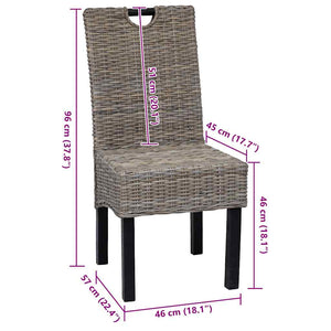 vidaXL Dining Chairs 6 pcs Kubu Rattan Mango Wood