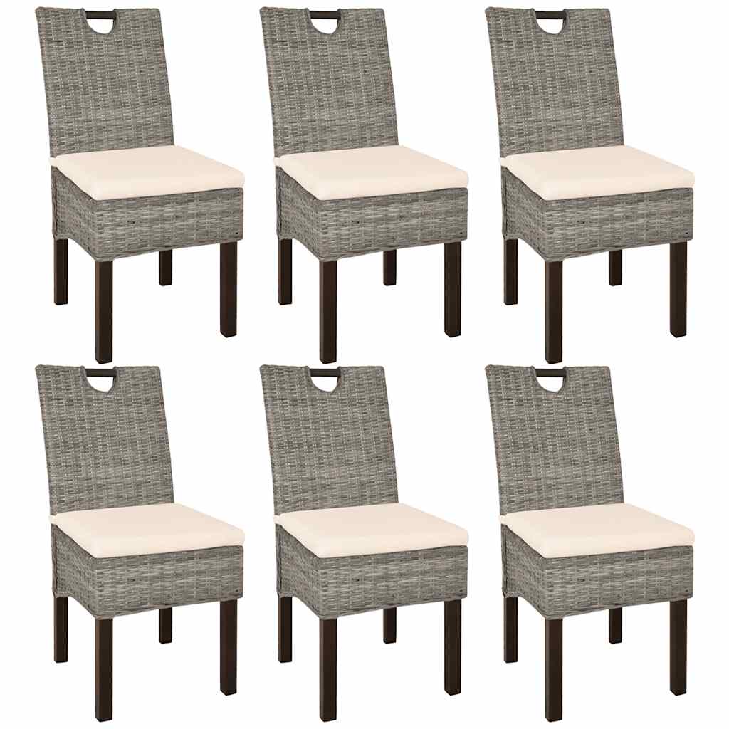 vidaXL Dining Chairs 6 pcs Kubu Rattan Mango Wood