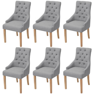 vidaXL Dining Chairs 6 pcs Light Grey Fabric