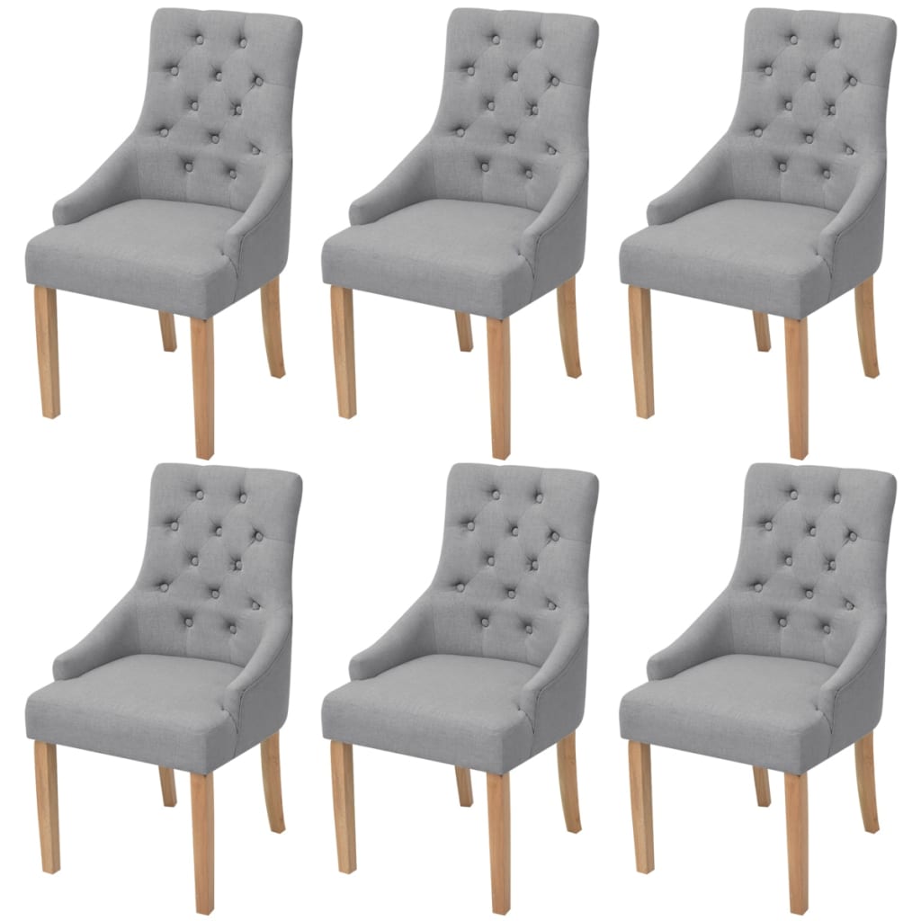 vidaXL Dining Chairs 6 pcs Light Grey Fabric