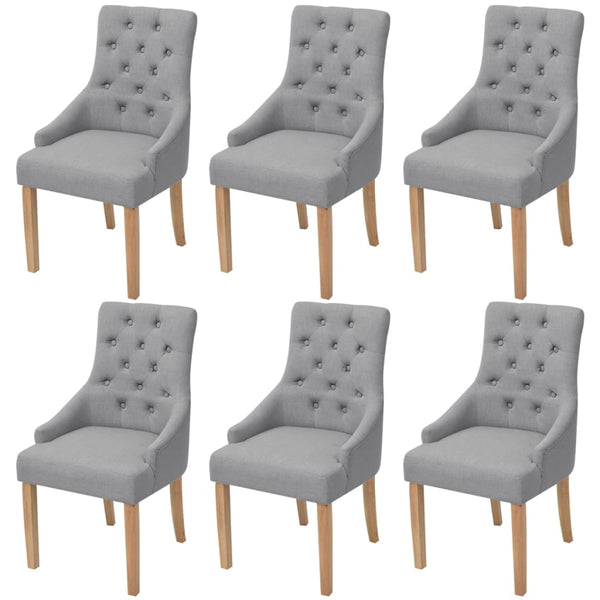 vidaXL Dining Chairs 6 pcs Light Grey Fabric
