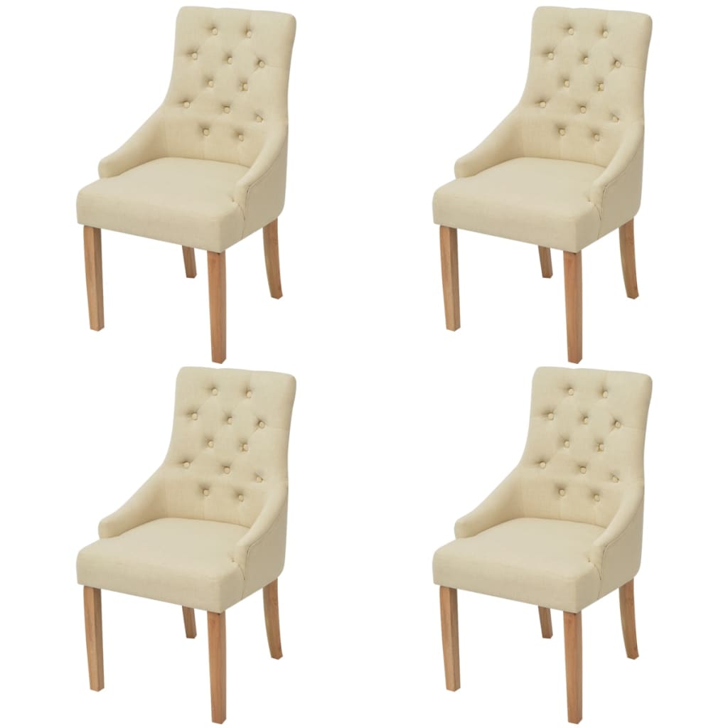 vidaXL Dining Chairs 4 pcs Cream Fabric