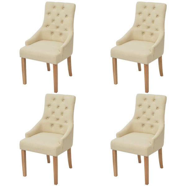 vidaXL Dining Chairs 4 pcs Cream Fabric