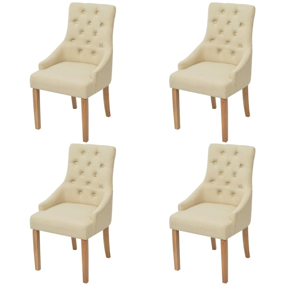 vidaXL Dining Chairs 4 pcs Cream Fabric