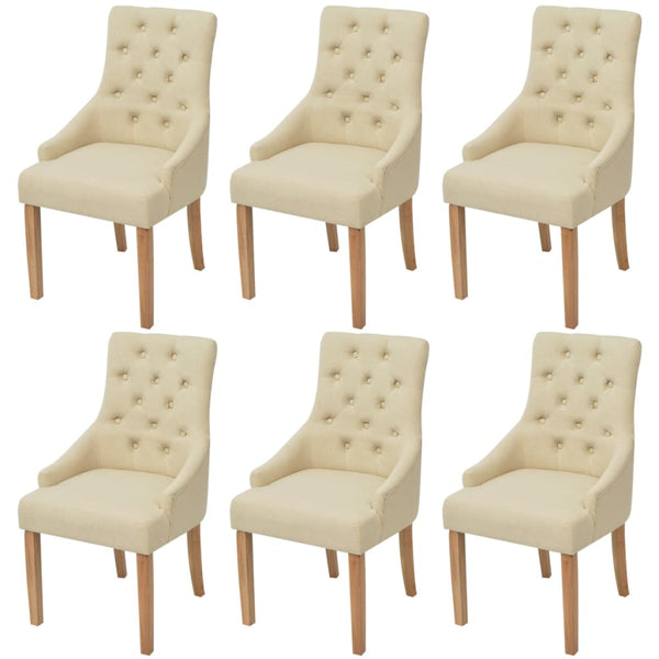 vidaXL Dining Chairs 6 pcs Cream Fabric