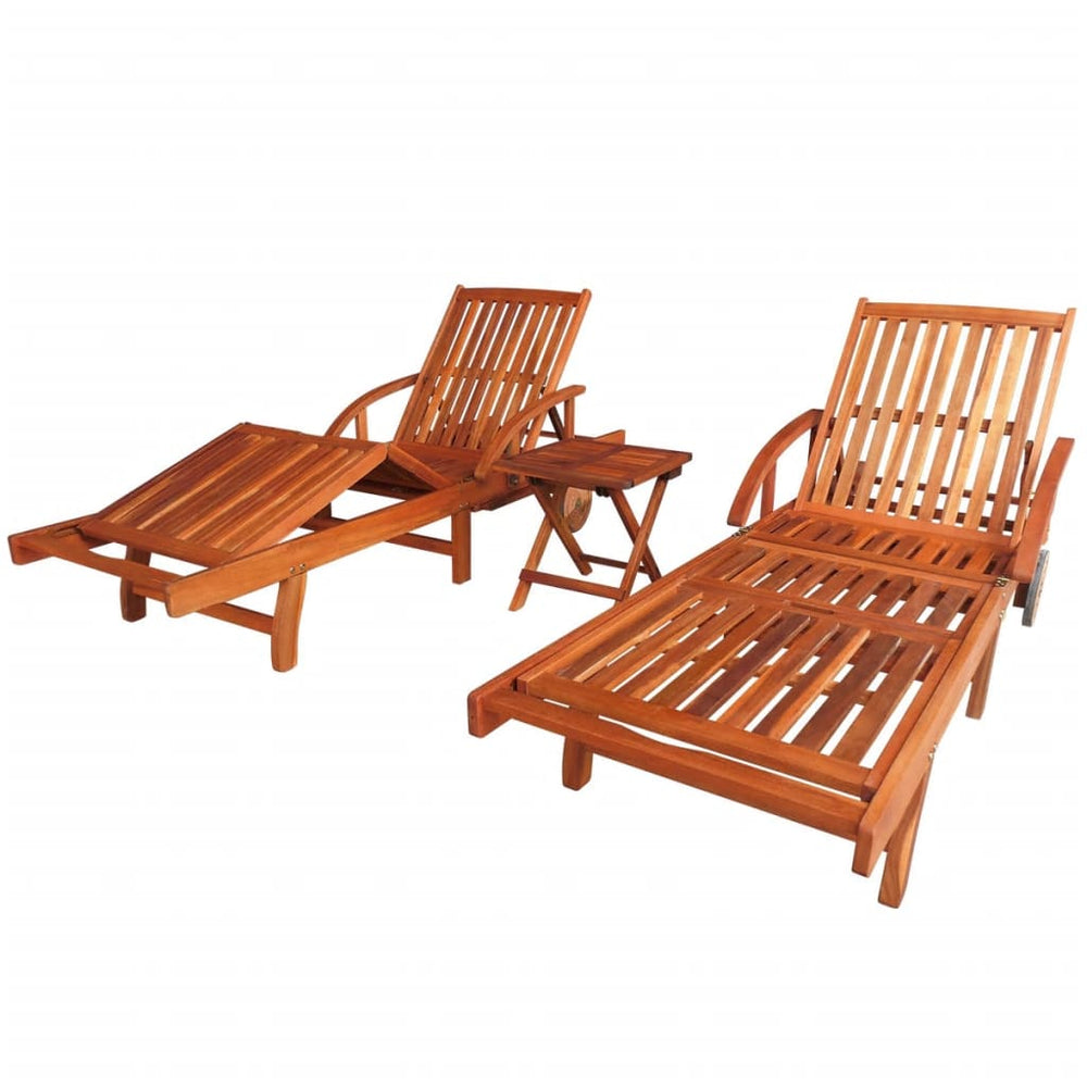 vidaXL Sun Loungers 2 pcs. with Table Solid Acacia Wood