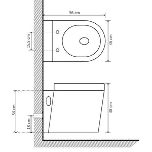 vidaXL Wall-Mounted Toilet with Concealed Cistern Ceramic Black