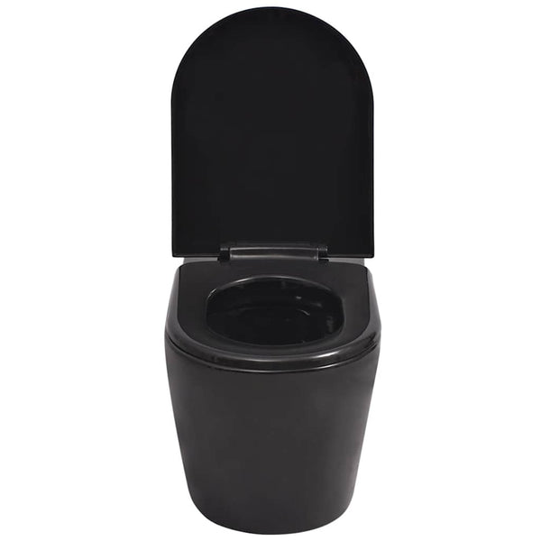 vidaXL Wall-Mounted Toilet with Concealed Cistern Ceramic Black