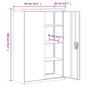 vidaXL Filing Cabinet 90x40x140 cm Steel Grey