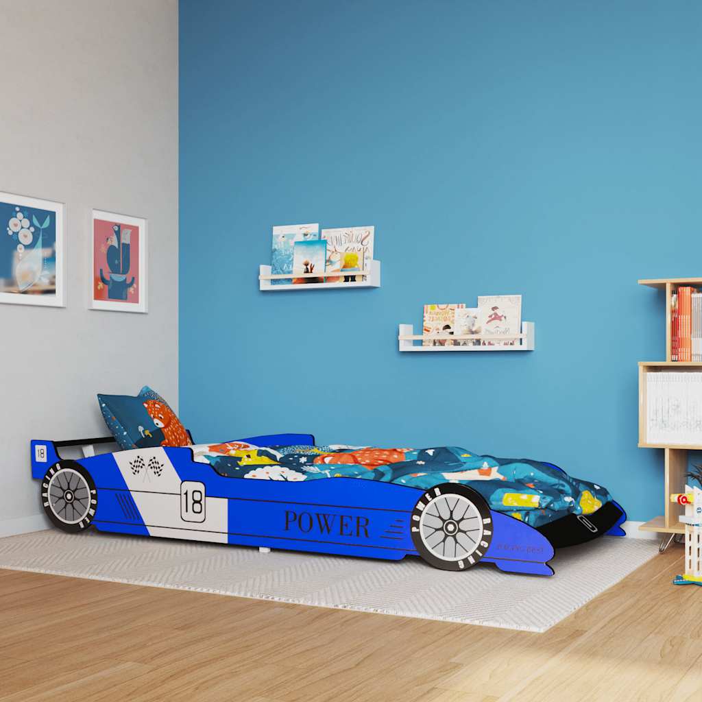 vidaXL Kids Race Car Bed 90x200 cm Blue