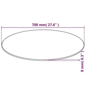 vidaXL Tempered Glass Tabletop Round 700 mm