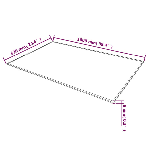 vidaXL Tempered Glass Tabletop Rectangular 1000 x 620 mm