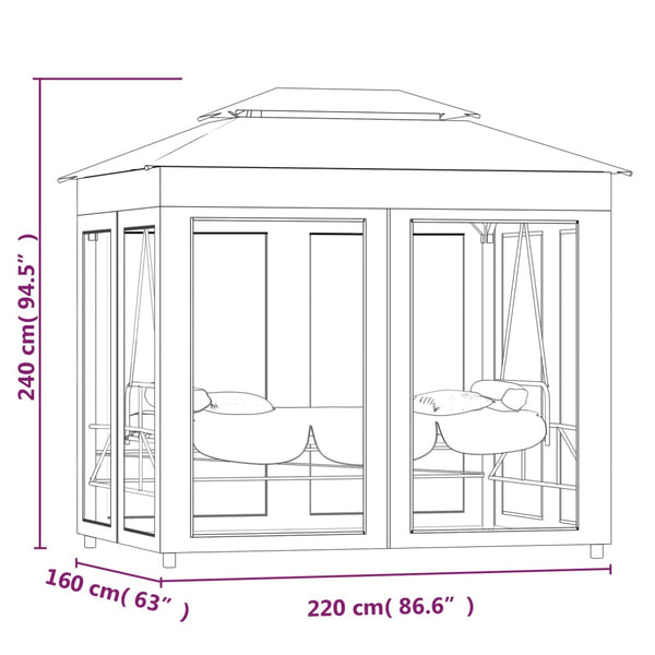 vidaXL Gazebo Convertible Swing Seat Cream White