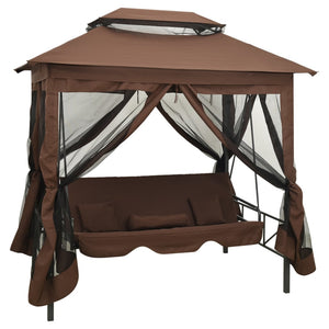vidaXL Gazebo Convertible Swing Bench Coffee Brown