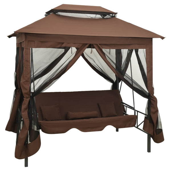 vidaXL Gazebo Convertible Swing Bench Coffee Brown