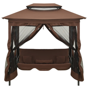 vidaXL Gazebo Convertible Swing Bench Coffee Brown