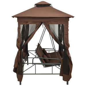 vidaXL Gazebo Convertible Swing Bench Coffee Brown