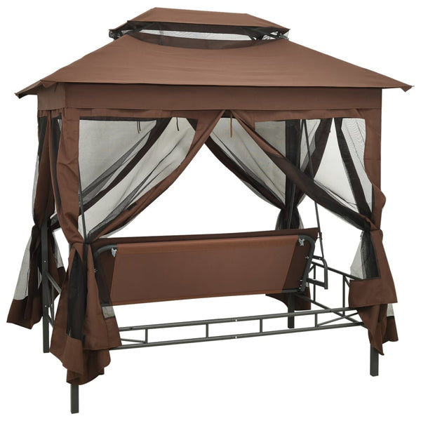 vidaXL Gazebo Convertible Swing Bench Coffee Brown