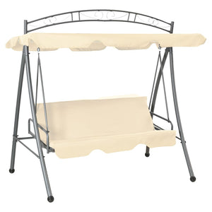 vidaXL Hollywood Swing with Bed Function and Roof Sand White