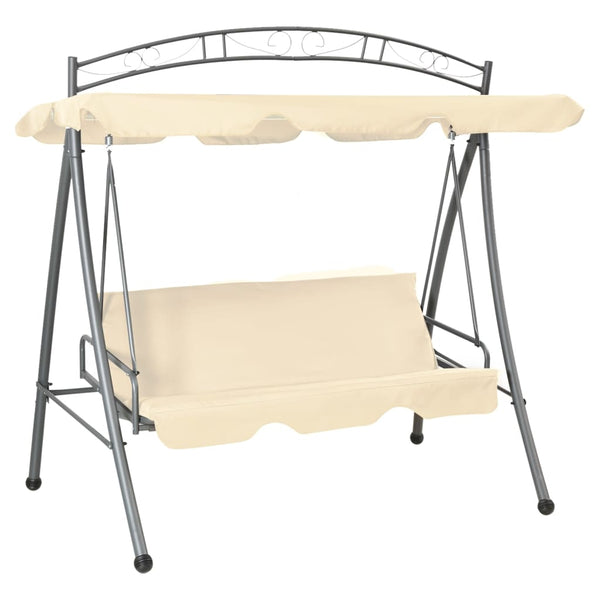 vidaXL Hollywood Swing with Bed Function and Roof Sand White