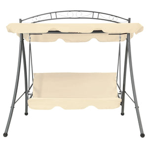 vidaXL Hollywood Swing with Bed Function and Roof Sand White