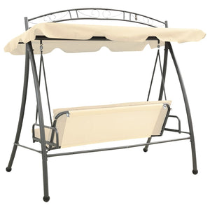 vidaXL Hollywood Swing with Bed Function and Roof Sand White