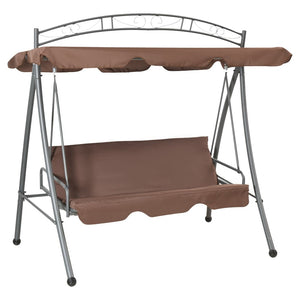 vidaXL Hollywood Swing with Bed Function and Canopy Coffee Brown