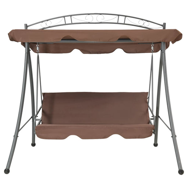vidaXL Hollywood Swing with Bed Function and Canopy Coffee Brown