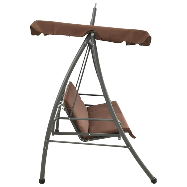 vidaXL Hollywood Swing with Bed Function and Canopy Coffee Brown
