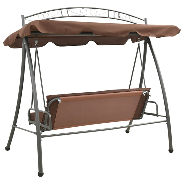 vidaXL Hollywood Swing with Bed Function and Canopy Coffee Brown