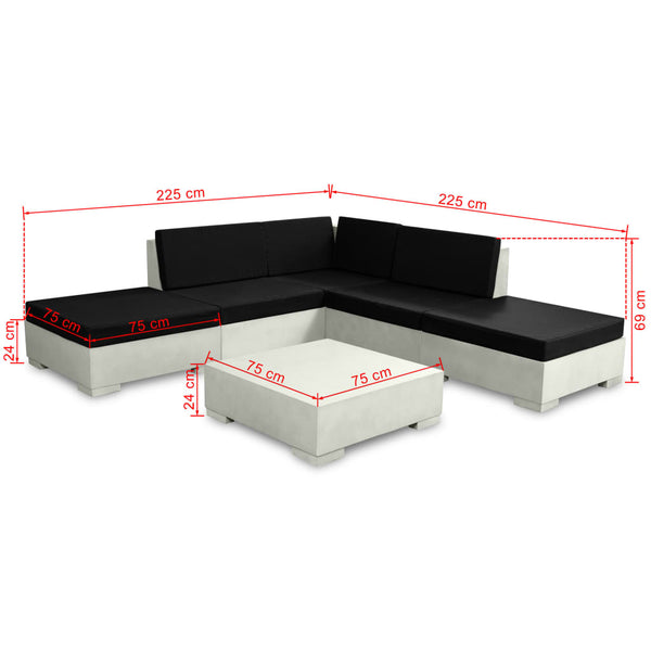 6-teiliges Garten Lounge Set Beton Grau