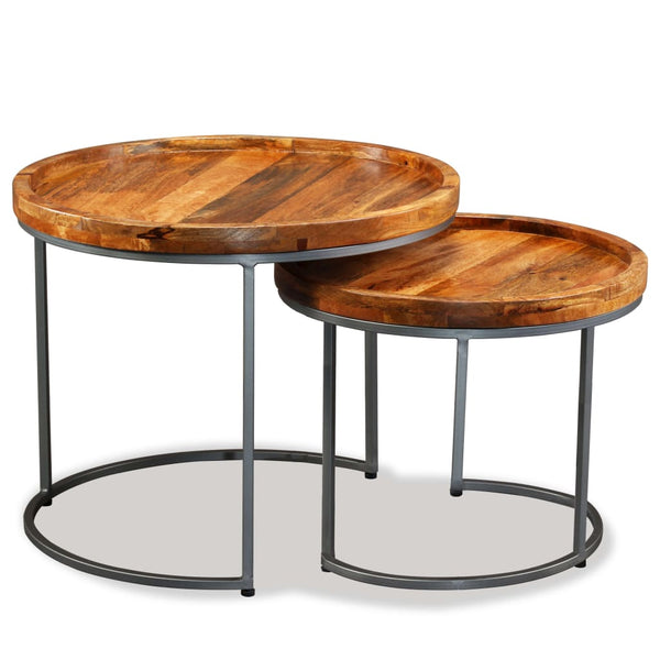 vidaXL Side Table Set 2 pcs. Solid Mango Wood