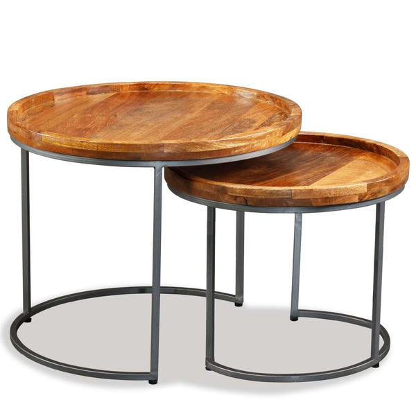 vidaXL Side Table Set 2 pcs. Solid Mango Wood